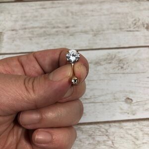 Round Cubic Zirconia Stone With Extra Screw Rose Gold Plated Belly Ring